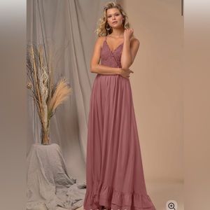 Mauve high low ruffle dress